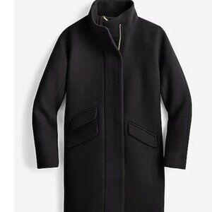 NWT J.Crew Cocoon Coat Italian stadium-cloth wool / black / size 4